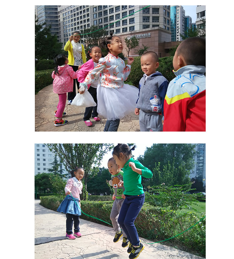 一根繩在老師帶領(lǐng)下我們可以玩出很多花樣，有上跳還有下跳，可集體跳還可以個人跳，好玩吧，邀請您一同加入吧