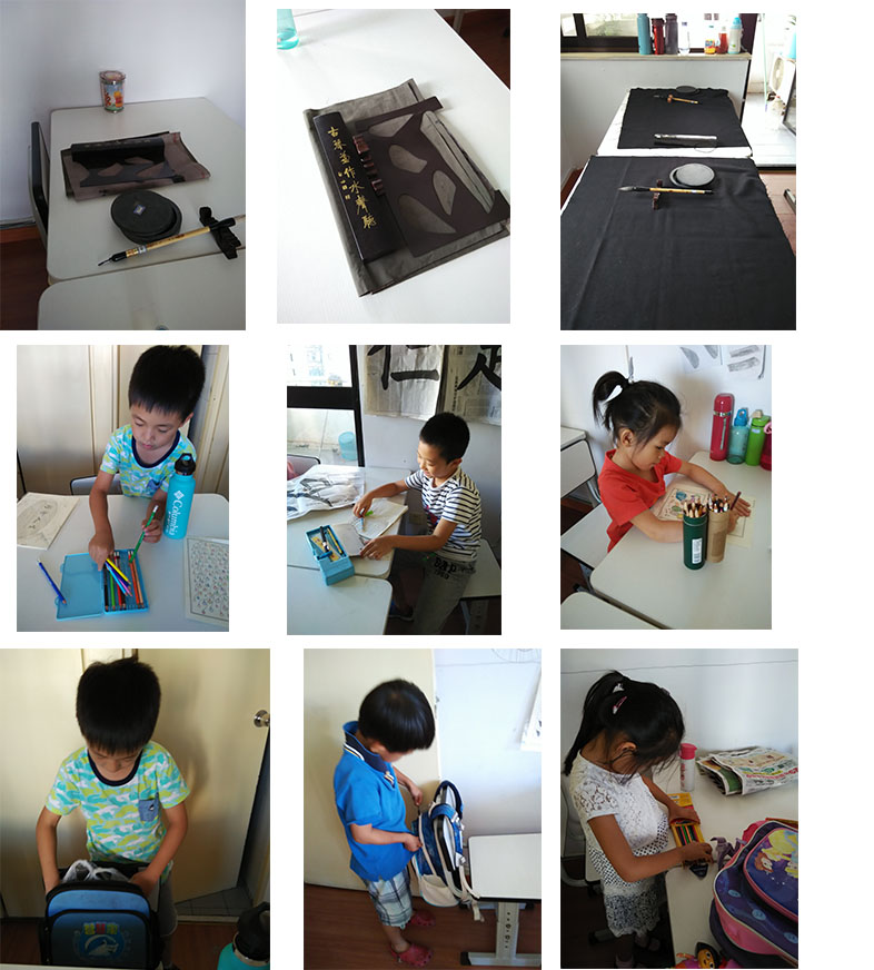 學(xué)習(xí)自己收拾文具，上學(xué)不用父母操心，我們爭取朝快又好的目標努力。